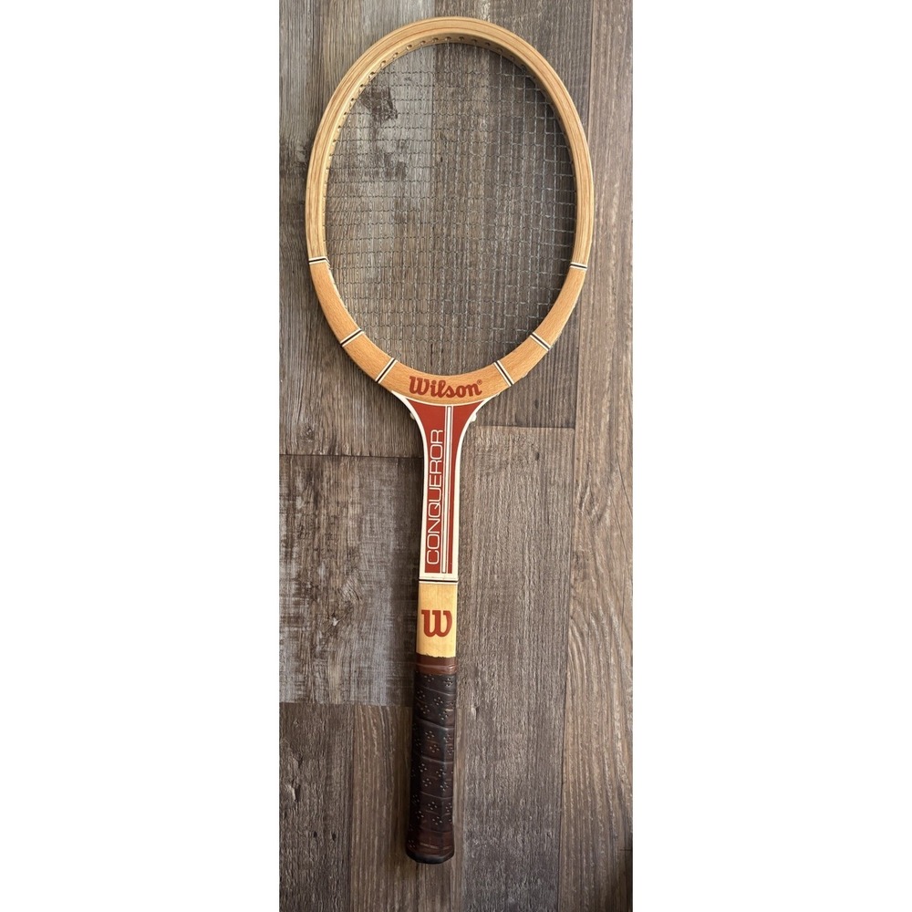 Vintage Wilson Strata Bow Conqueror Wooden Tennis Racket 4 1/2" c. 1950s